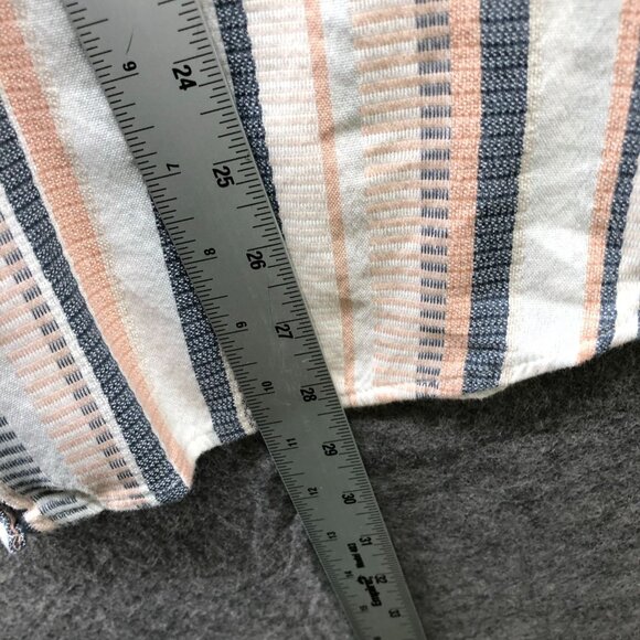 Loft Woven Button Down Shirt Womens XL Striped Multicolor Roll Tab Coastal - Picture 10 of 10
